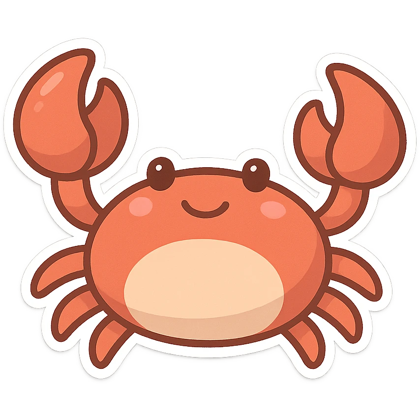 一只可爱的小螃蟹，肚皮是浅色的 emoji