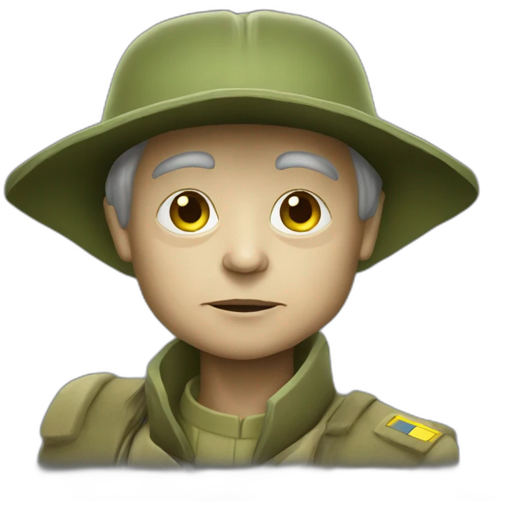 Yoda general in Ukraine in cap military  emoji
