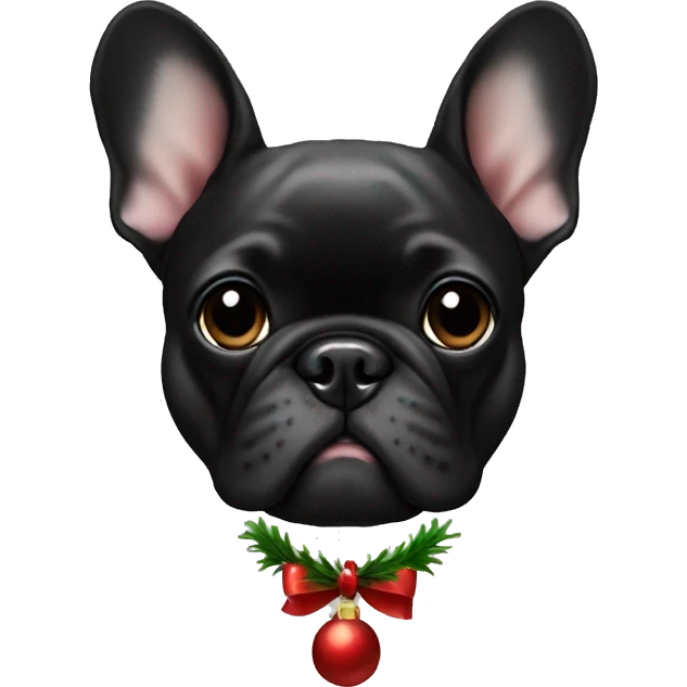 Black French bulldog face Christmas  emoji