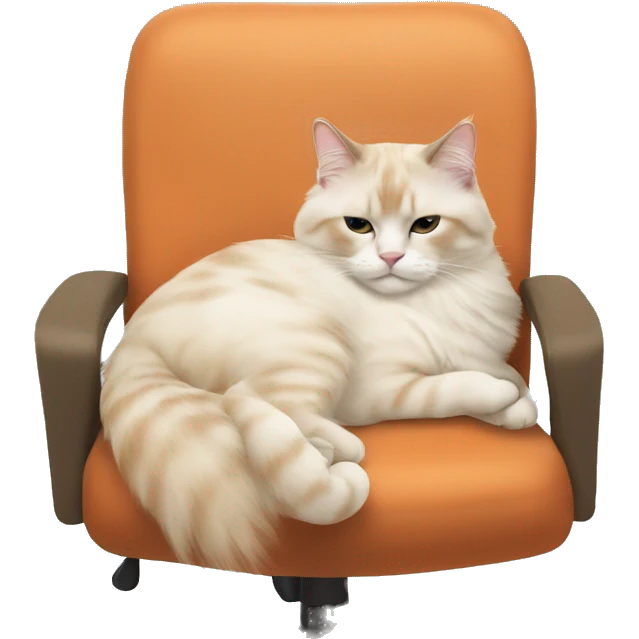 cream and orange ragdoll cat sleeping on an office chair emoji