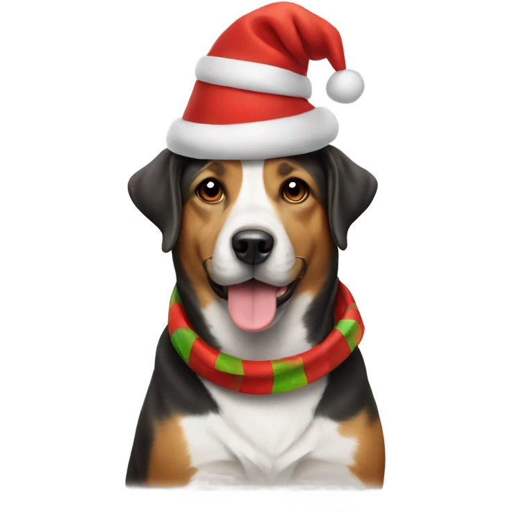 Dog wearing Christmas hat emoji