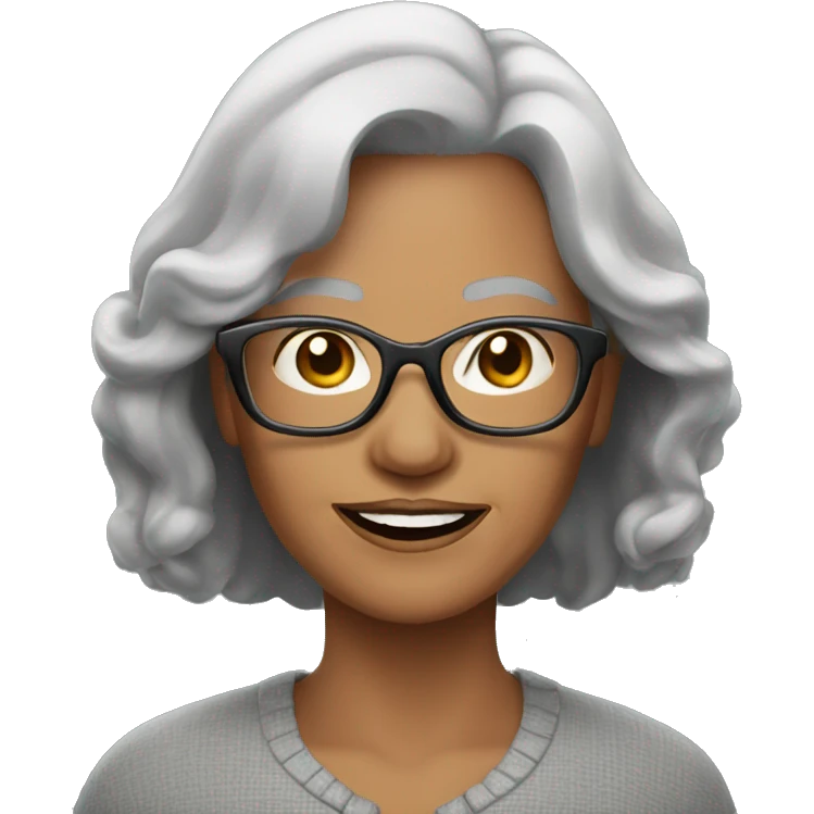 60+ woman with gray mid-long hair with glasses emoji