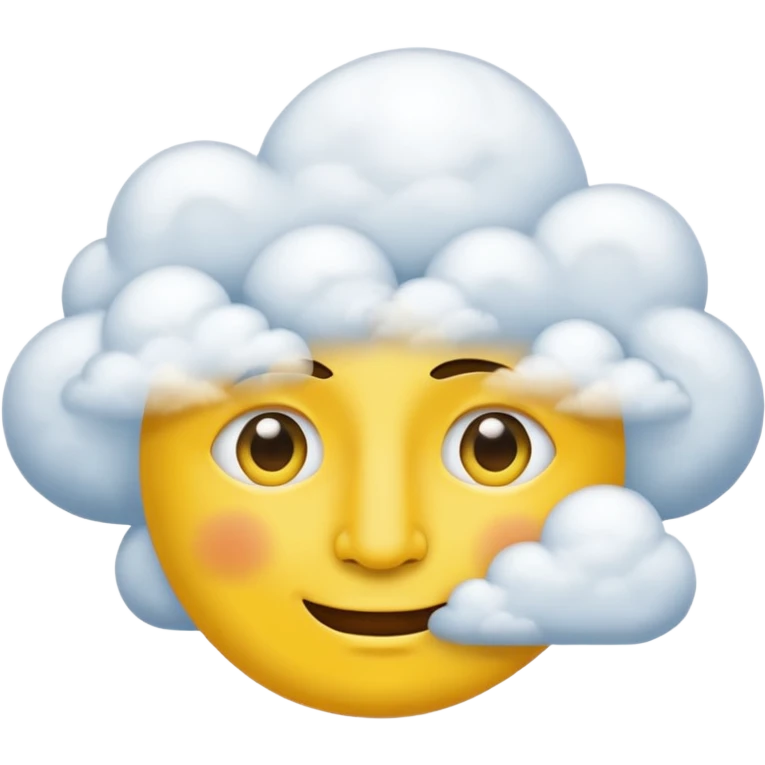 No mouth face in clouds a yellow circle remove nose and remove a white eyes emoji