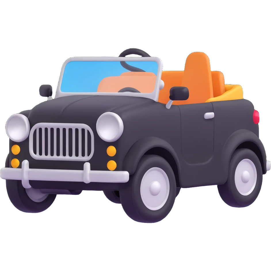 toddler car, cartoonish emoji