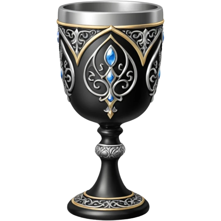 gothic goblet, black and silver, mystical and ornate, no background emoji