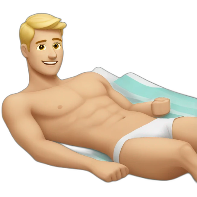 white man laying in sunbed emoji