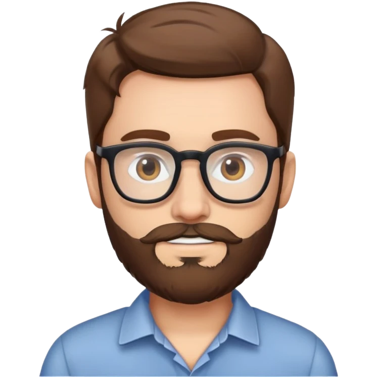 a man with glasses brown hair and a beard emoji