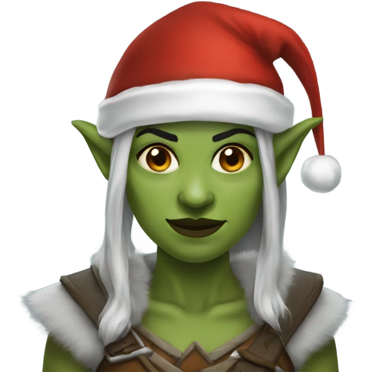 orc female warrior with santa hat emoji