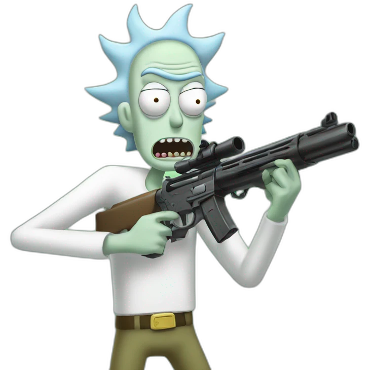 Rick and Morty with guns emoji