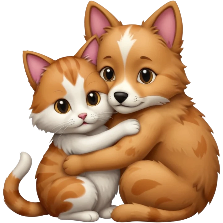 dog hug cat emoji