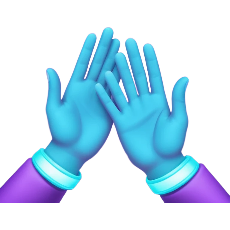 futuristic glowing clapping, purple and cyan glow, dark background emoji