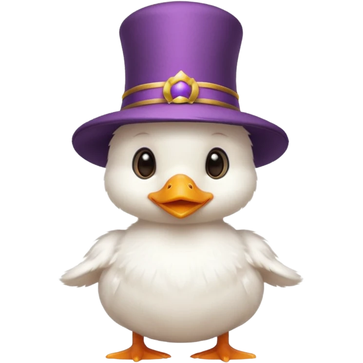 white baby duck with magician hat
 emoji