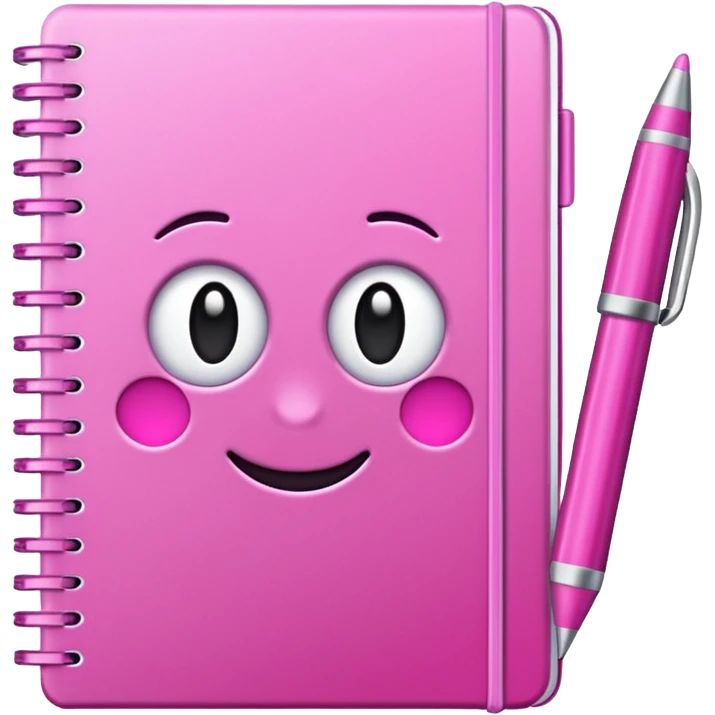 make a notebook with a pen with girly pink tones. emoji