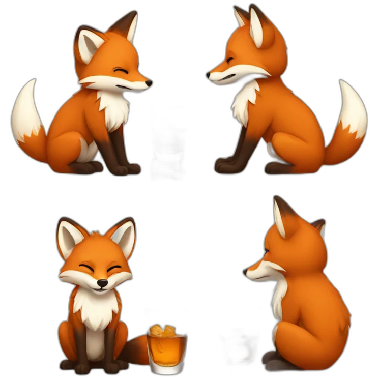 Fox drinking whisky emoji