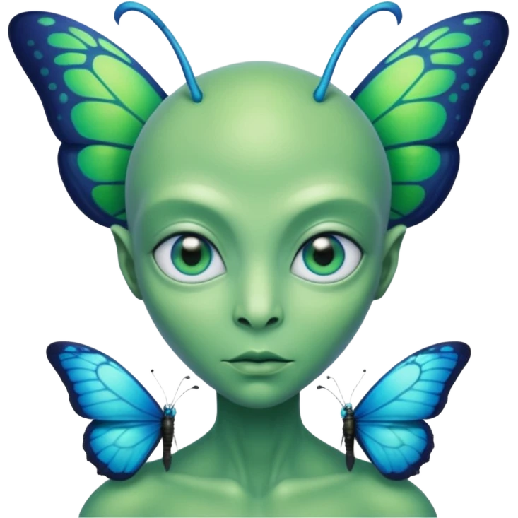 an alien with a butterfly on shoulder emoji