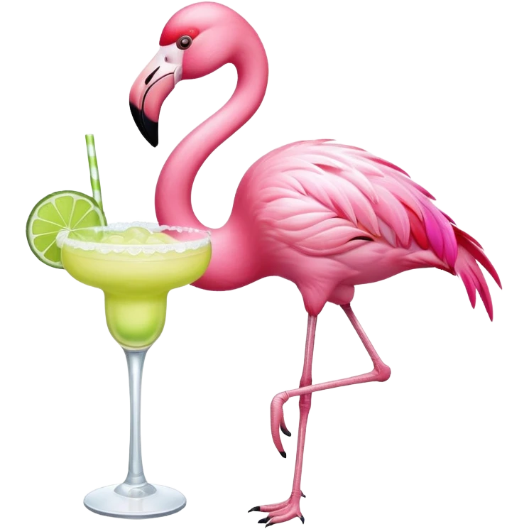 Flamingo with margarita  emoji