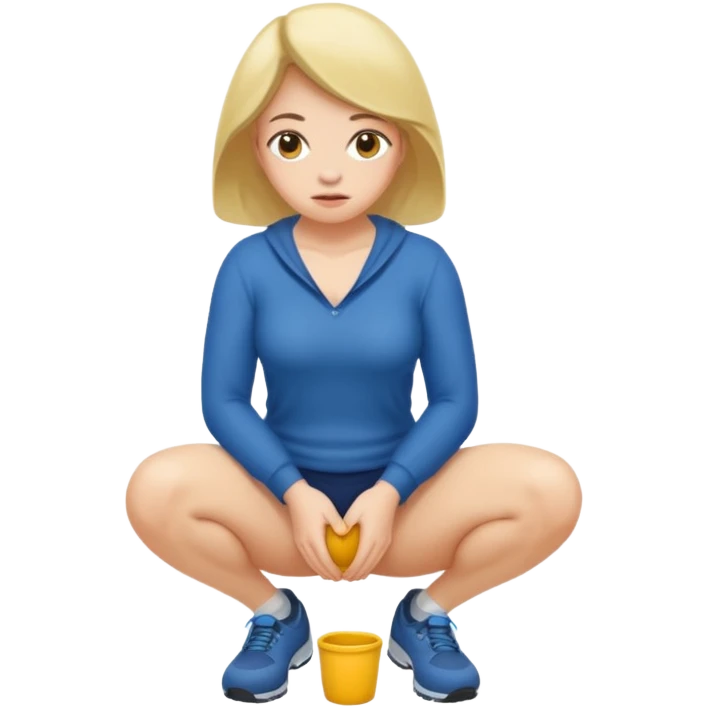 Naked Woman legs and vagina spread open squatting and pissing emoji