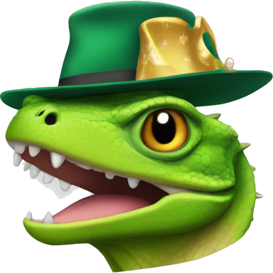 A lizard in a New Year's cap emoji