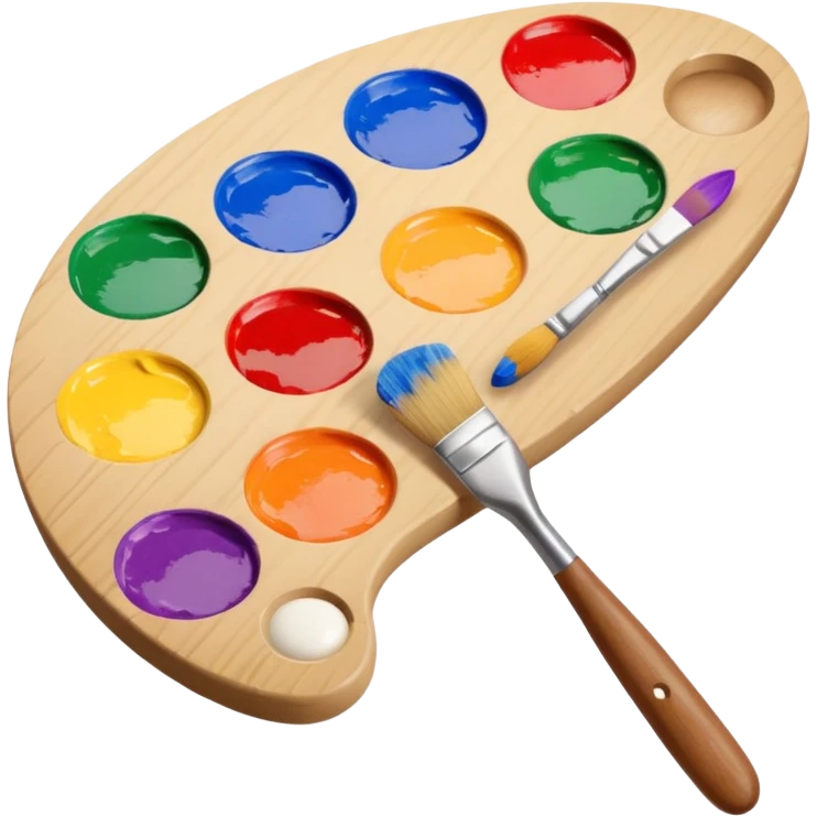 artist palette with colorful paints and a brush emoji