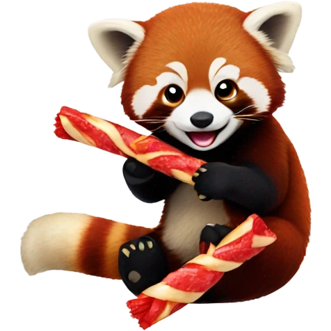 Red panda eating twizzlers emoji