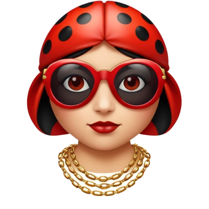 a ladybug thug with sunglasses and a necklace on emoji