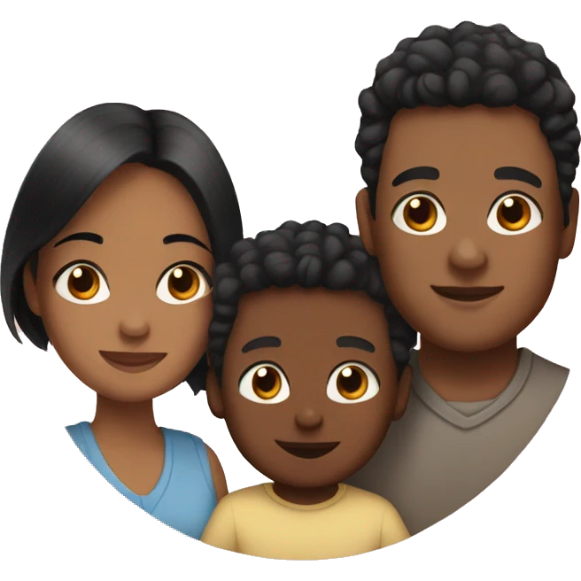 Couple with black hair and baby boy emoji