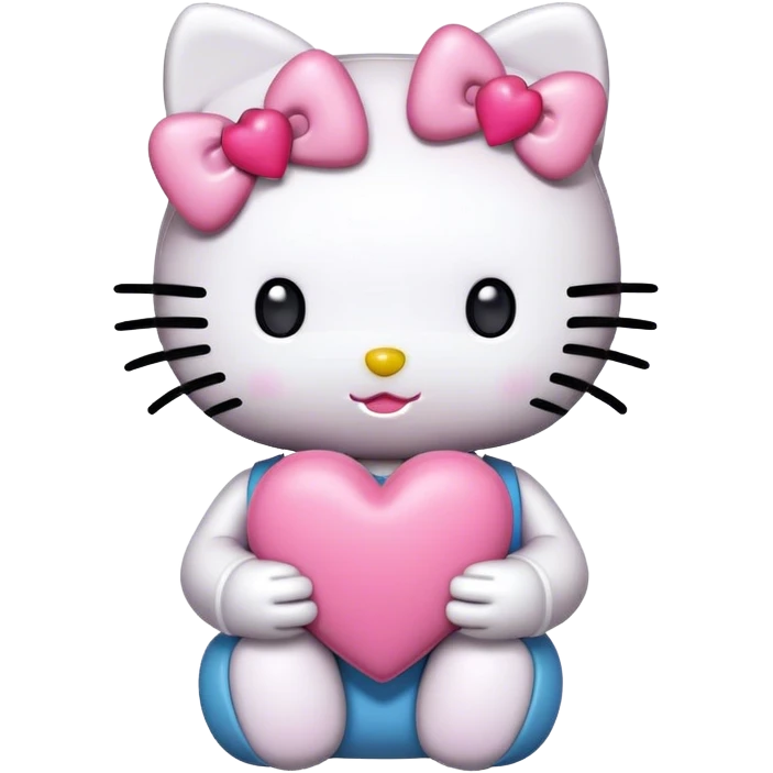 Hello kitty holding pink heart emoji