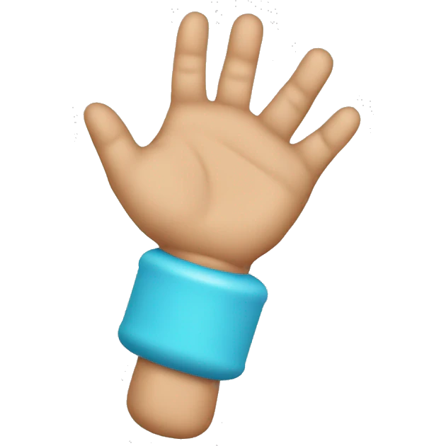 Hand holding a baby toy, like a rattle emoji