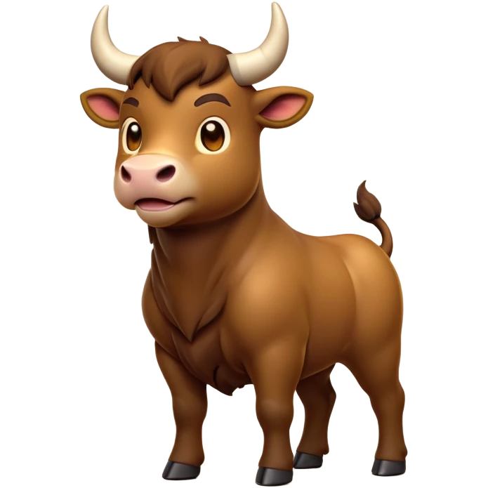 cinematic-[brown bull]-realistic-full-body-standing-emoji,-tail-flicking-lazily,-head-tilted-dramatically,-sleek-[brown]-fur,-simplified-yet-realistic-focused-features,-highly-detailed,-glowing-with-an-almost-sarcastic-glow emoji