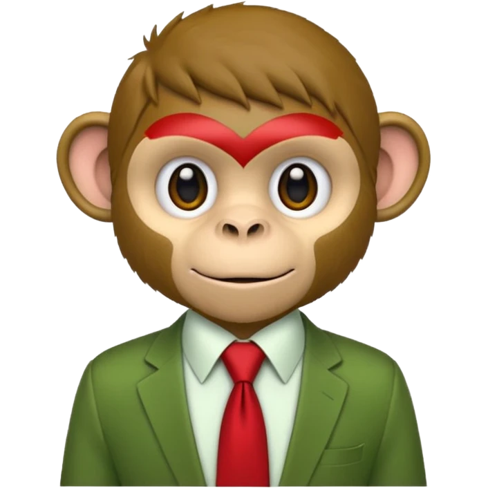  monkey with green shirt,red tie emoji