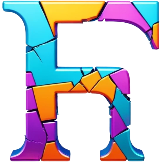 Stylized capital letter T with glitch effects or cracked edges emoji