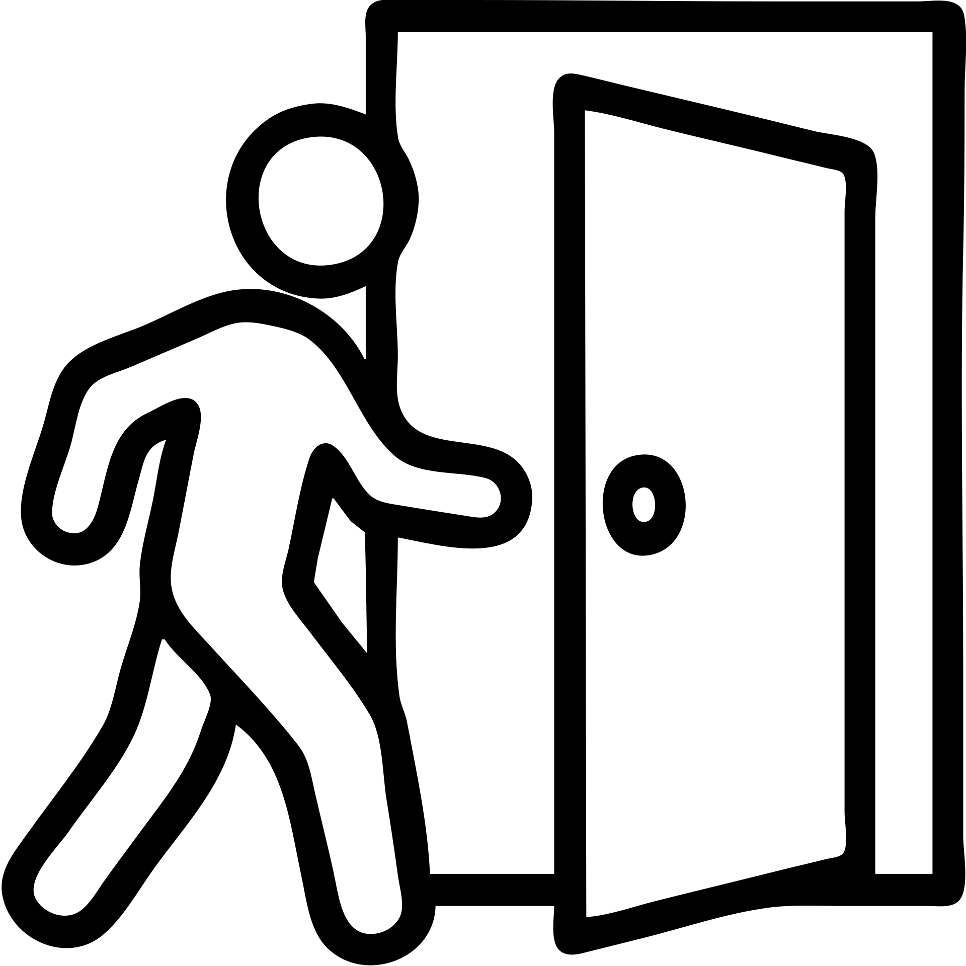 minimalistic icon of a white human figure walking through an open outlined door, viewed from the front, door with visible doorknob, solid green background, flat simple clean lines, high contrast emoji