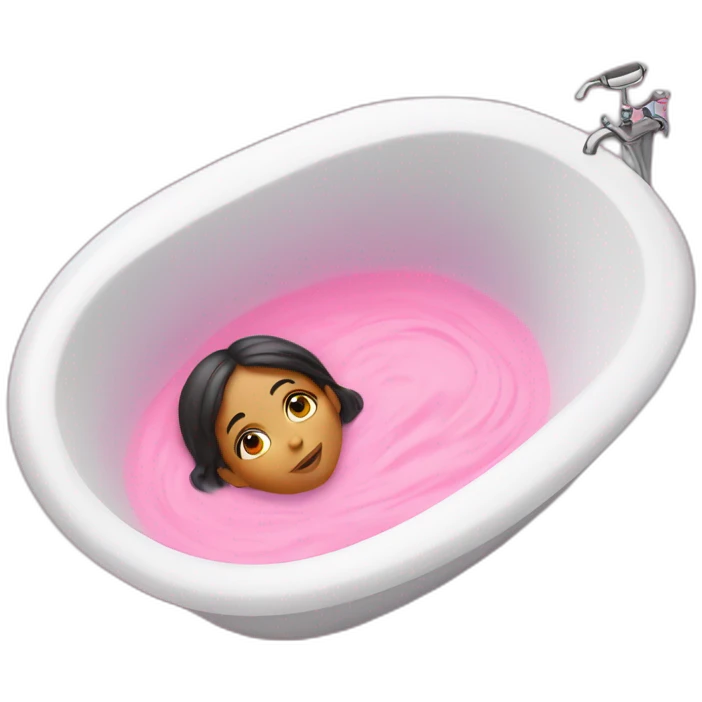 girl lies in a pink bath emoji