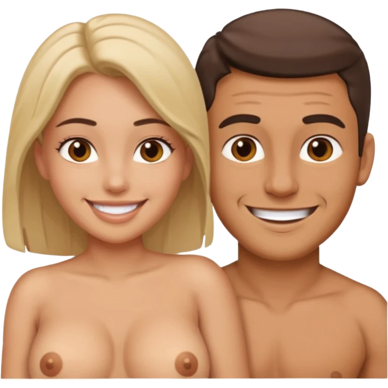 Man sucking naked busty female boobs emoji