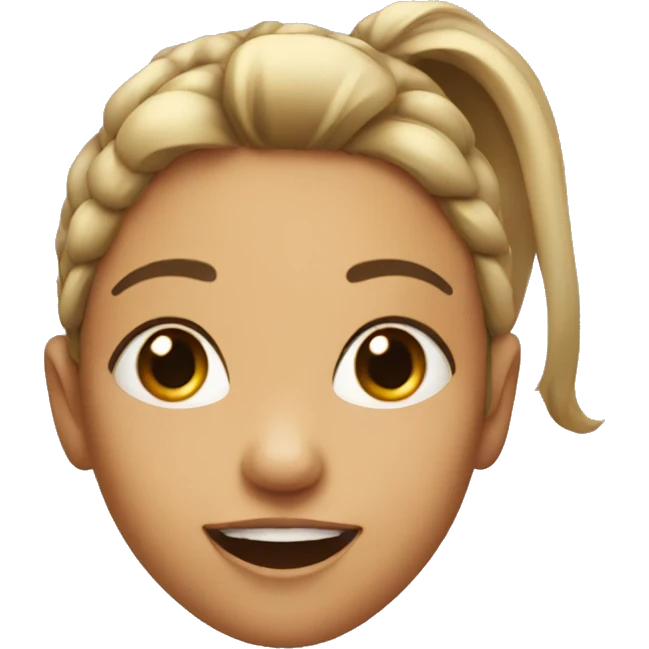  Girl with ponytail, head looking up, tongue out, eyes looking up emoji