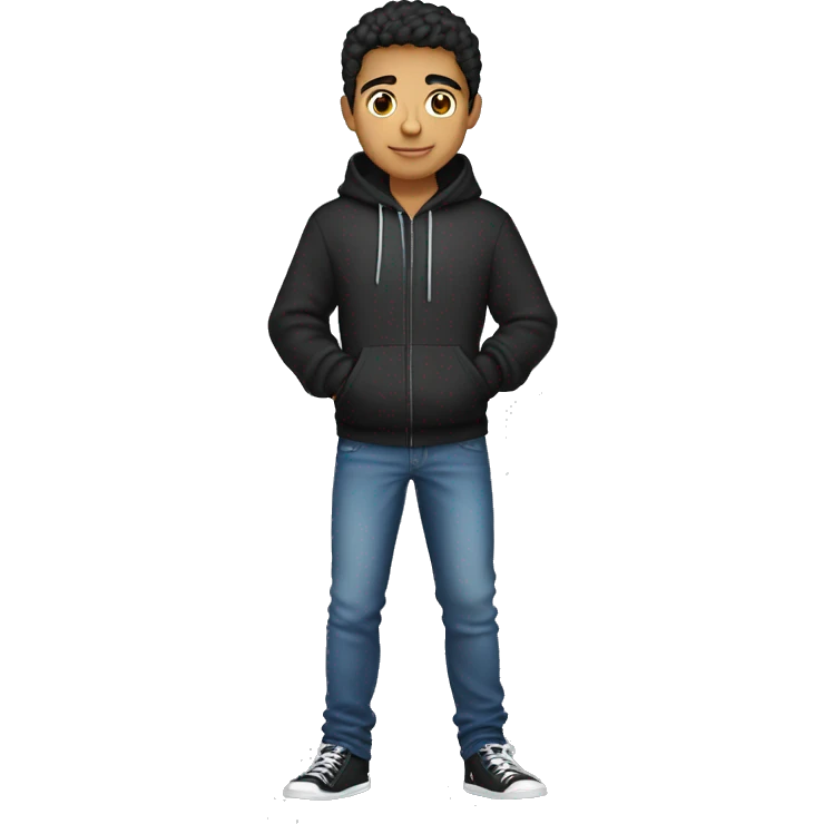 Hispanic male teen with full body, hoodie and jeans emoji