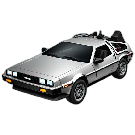 DeLorean riding through the time emoji
