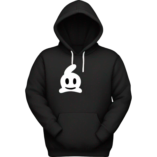 Black hoodie with white „pLAyboy“ print emoji