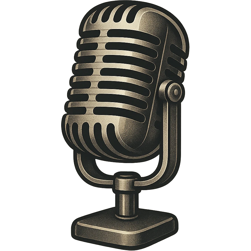 vintage style microphone icon, classic 1950s look, metallic details emoji