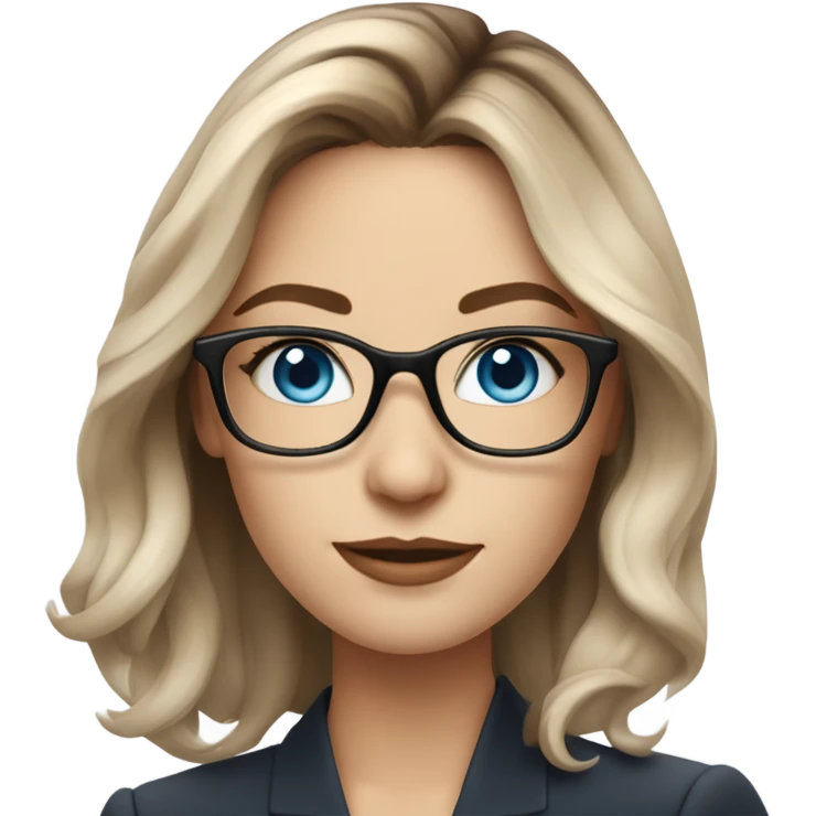 Shoulder length Balayage pale beautiful corporate woman with glasses and blue eyes emoji