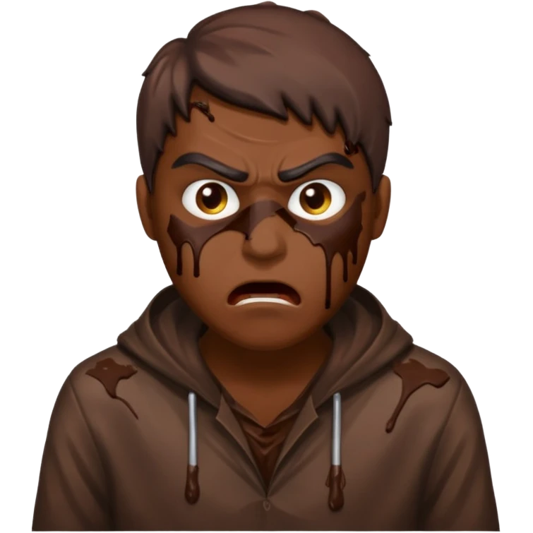 Rahjeed covered in muddy chocolate angry emoji