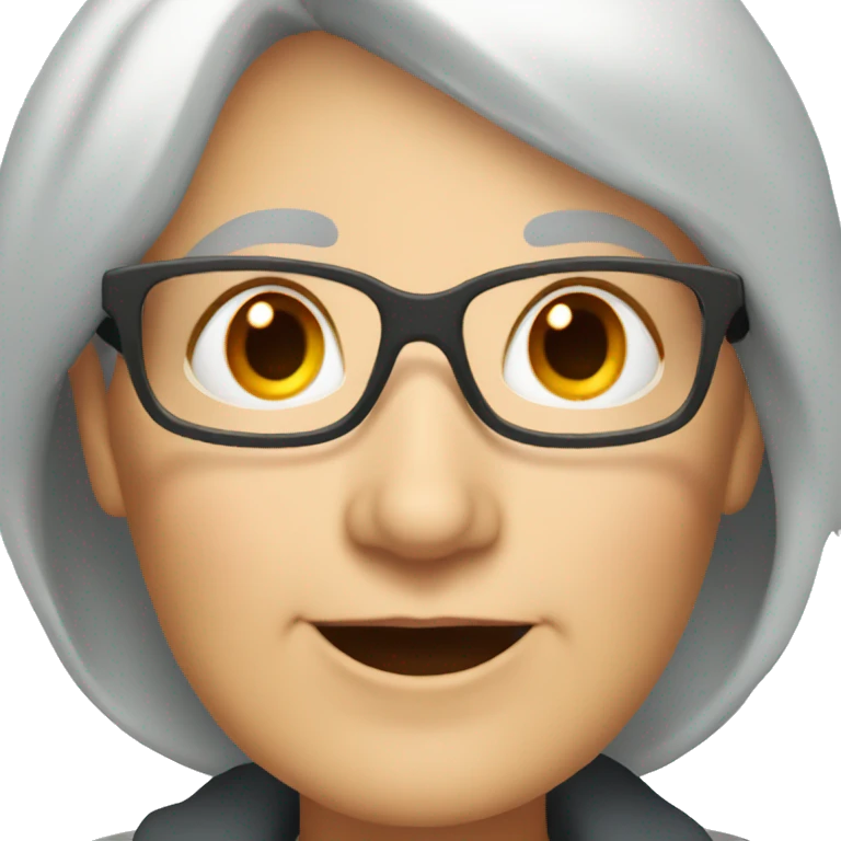 OLDER WHITE Woman with grey hair AND ORANGE GLASSES emoji