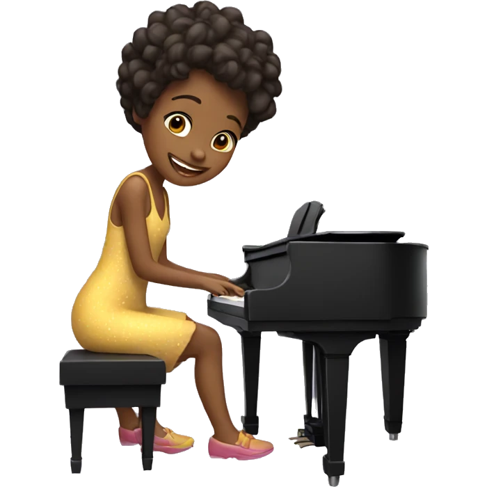 A girl who celebrates her birthday by playing the piano emoji