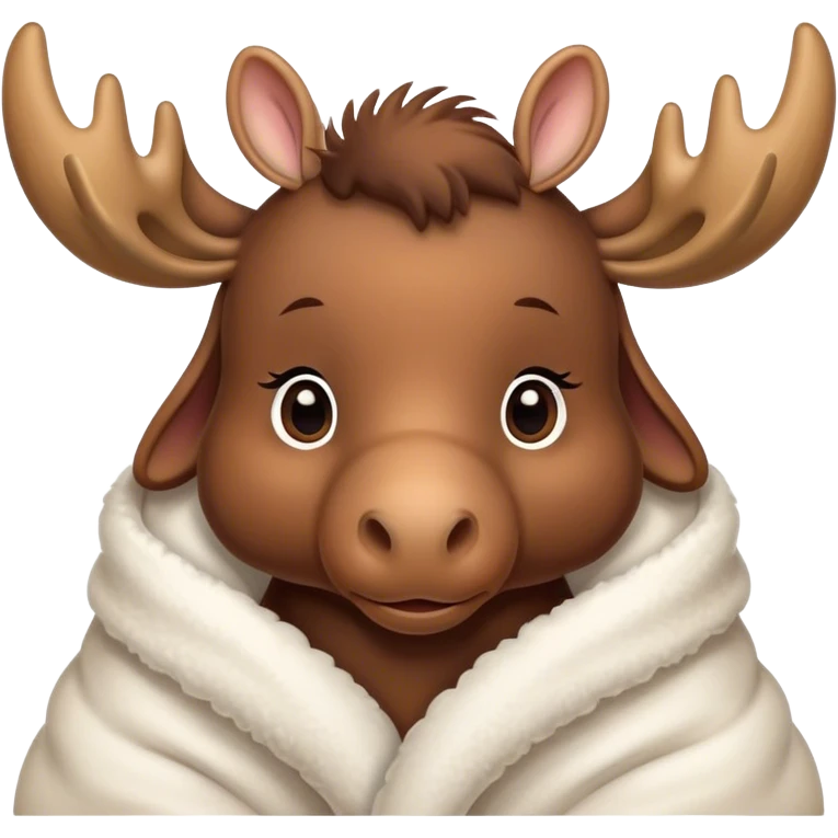 Cute baby moose cozy in blanket emoji