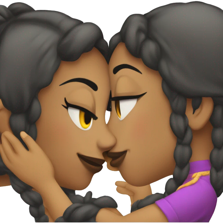 Two lesbian girls kiss on the tekhno party  emoji