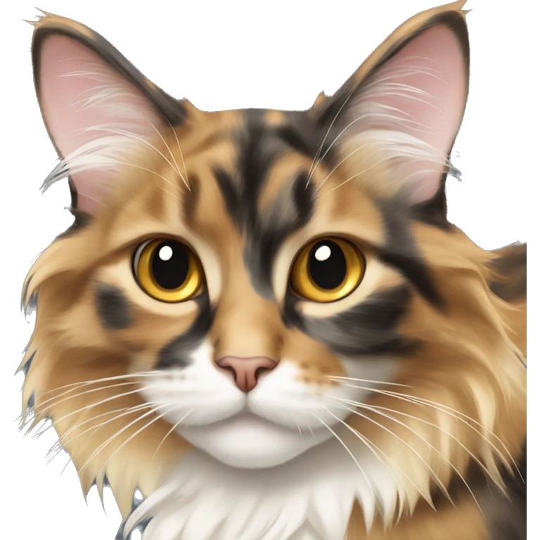 Calico mainecoon cat with bow emoji