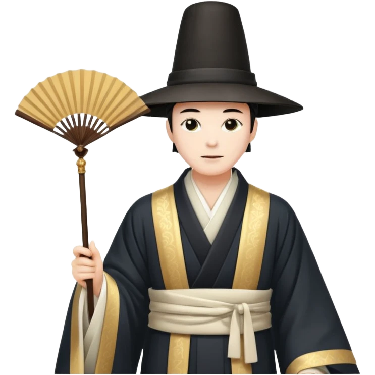 Japanese Court Lord Elegant noble in long robes with tall hat, white 
 emoji