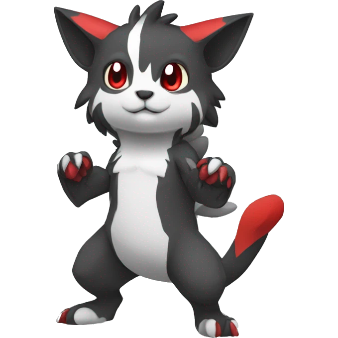 Cute cool black red white grey animal hybrid Fakemon full body emoji