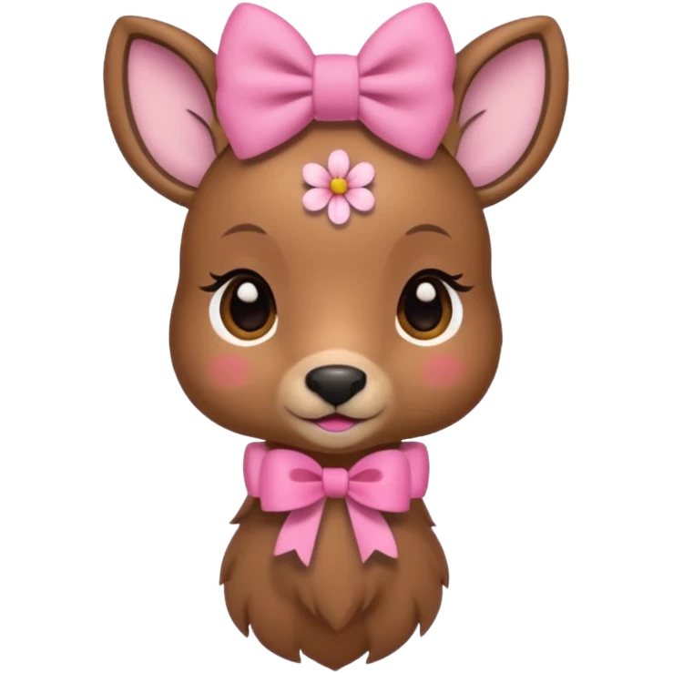 Cute Doe with a pink bow and with flowers  emoji