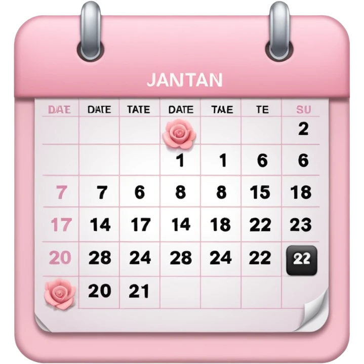 un calendrier avec une date entourée. Tons pink/rose emoji